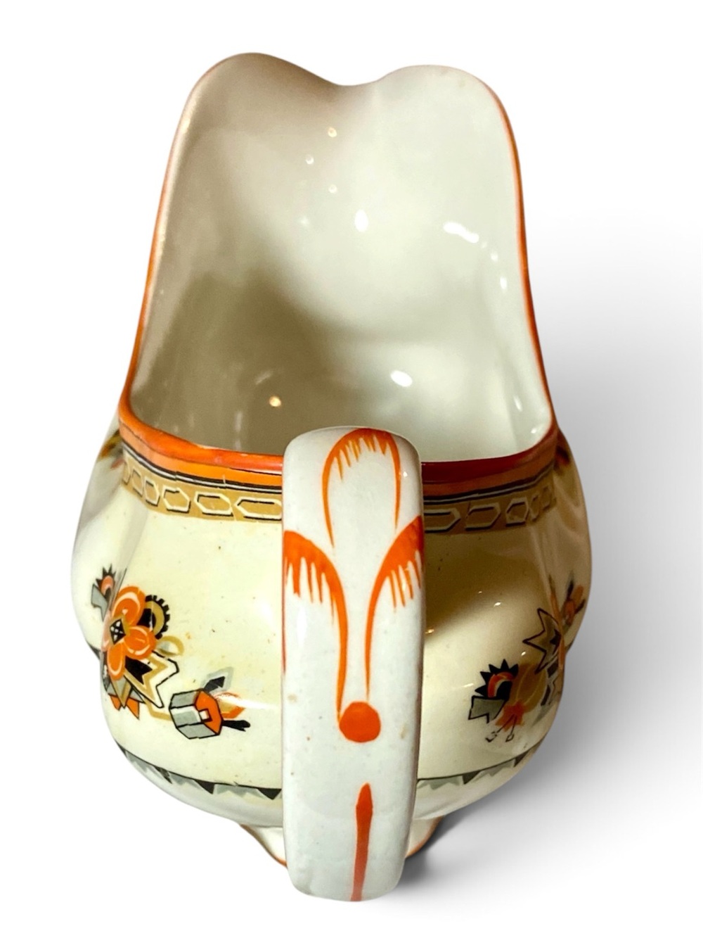 Vintage Porcelain Gravy Boat Orange and Black Halloween Decor - Picture 3 of 9